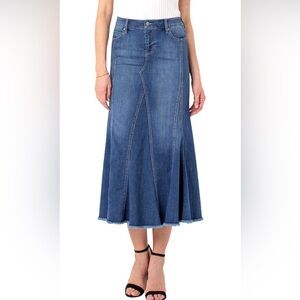 Liverpool Denim Panel Midi Skirt size 6